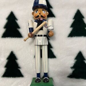 Baseball Player Nutcracker Figurine - Blue and White